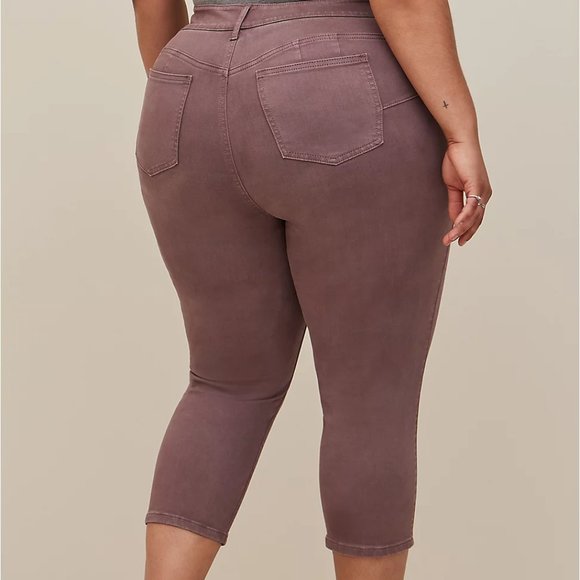 ❤️NWT TORRID JEAN - CROP BOMBSHELL SKINNY - SUPER SOFT - HIGH-RISE BROWNISH TAN - Picture 2 of 8